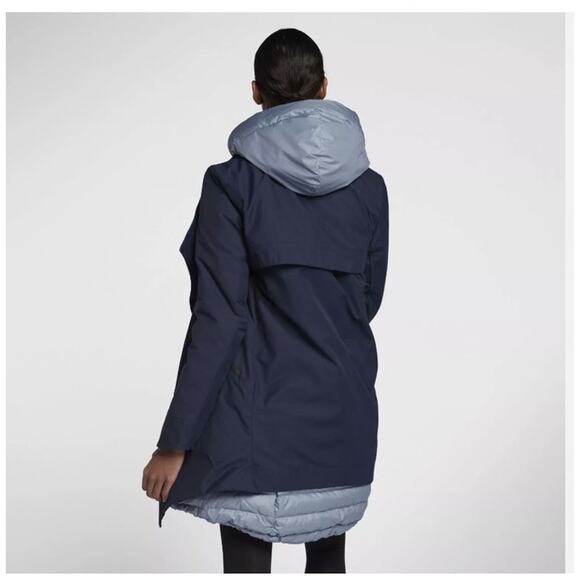 Nike Sportswear Tech Aeroloft Parka Asymetrical Zip Navy Blue Jacket Size Large - Picture 3 of 8